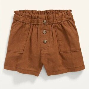 NEW Old Navy Baby girl brown linen paper bag shorts‎ Size 3-6 Months